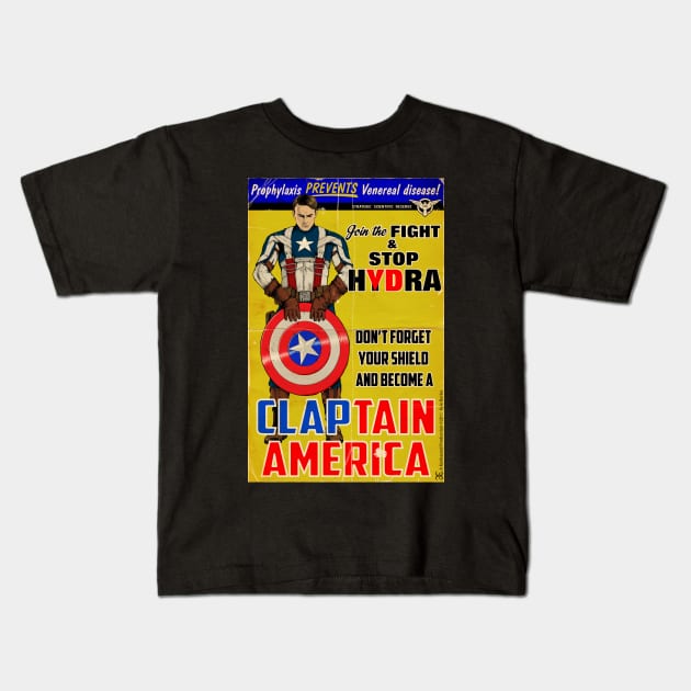 Claptain America Kids T-Shirt by kyohazard